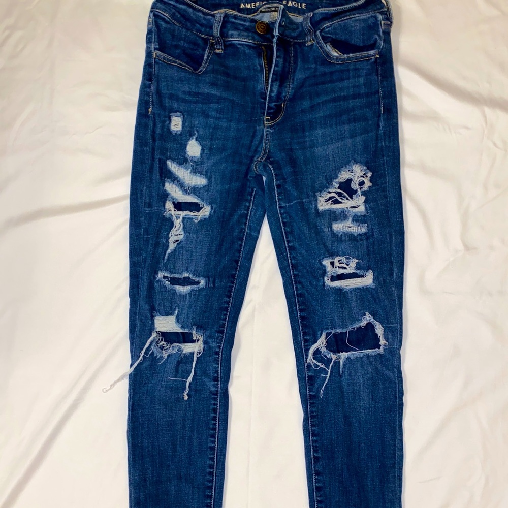 Patched and Skinny American Eagle Jeans